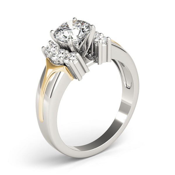Luxe Cluster Sides Round Diamond Engagement Ring — 9K/18K Gold & Platinum