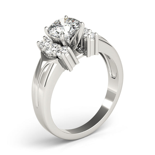 Luxe Cluster Sides Round Diamond Engagement Ring — 9K/18K Gold & Platinum
