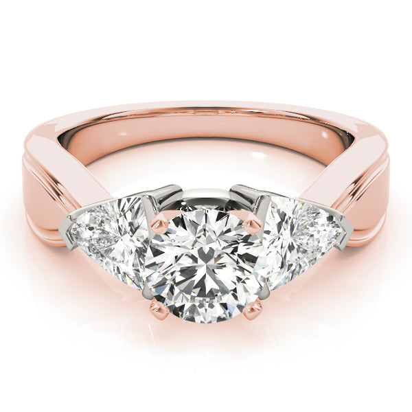 Refined Three-Stone Trillion Diamond Engagement Ring — 9K/18K Gold & Platinum