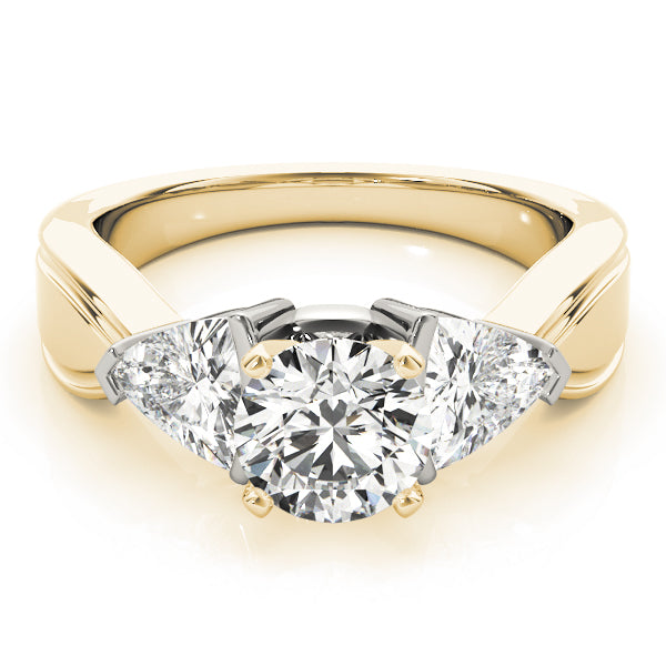 Refined Three-Stone Trillion Diamond Engagement Ring — 9K/18K Gold & Platinum