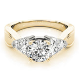 Refined Three-Stone Trillion Diamond Engagement Ring — 9K/18K Gold & Platinum