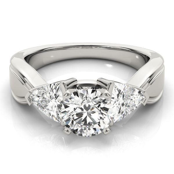Refined Three-Stone Trillion Diamond Engagement Ring — 9K/18K Gold & Platinum