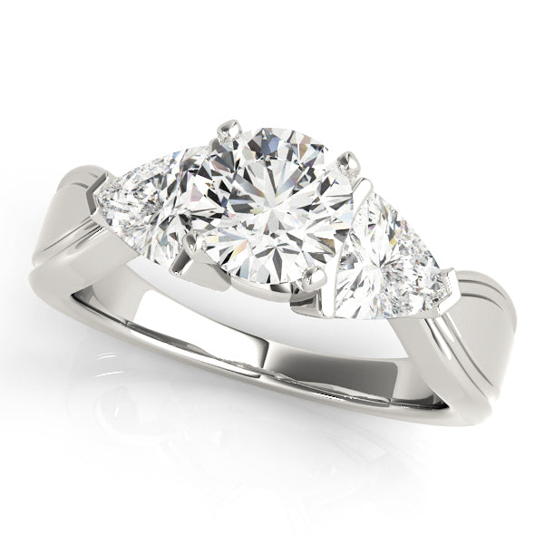 Refined Three-Stone Trillion Diamond Engagement Ring — 9K/18K Gold & Platinum