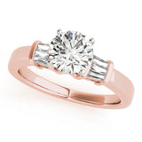 Bespoke Fancy Shape Baguette Remounts Round Diamond Engagement Ring — 9K/18K Gold & Platinum