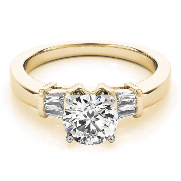 Bespoke Fancy Shape Baguette Remounts Round Diamond Engagement Ring — 9K/18K Gold & Platinum