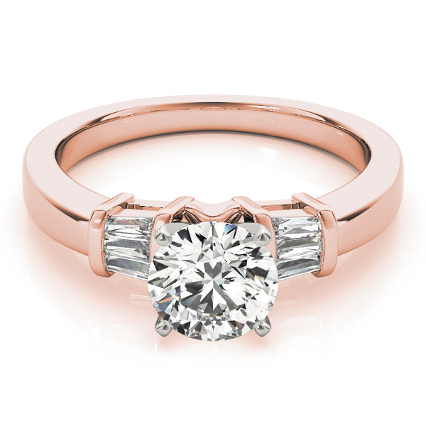 Bespoke Fancy Shape Baguette Remounts Round Diamond Engagement Ring — 9K/18K Gold & Platinum