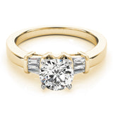 Bespoke Fancy Shape Baguette Remounts Round Diamond Engagement Ring — 9K/18K Gold & Platinum