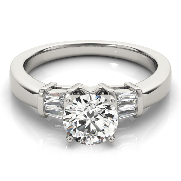 Bespoke Fancy Shape Baguette Remounts Round Diamond Engagement Ring — 9K/18K Gold & Platinum