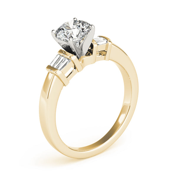 Bespoke Fancy Shape Baguette Remounts Round Diamond Engagement Ring — 9K/18K Gold & Platinum