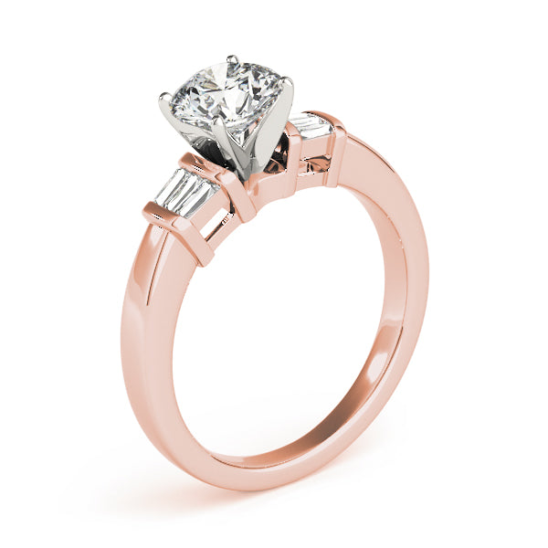 Bespoke Fancy Shape Baguette Remounts Round Diamond Engagement Ring — 9K/18K Gold & Platinum