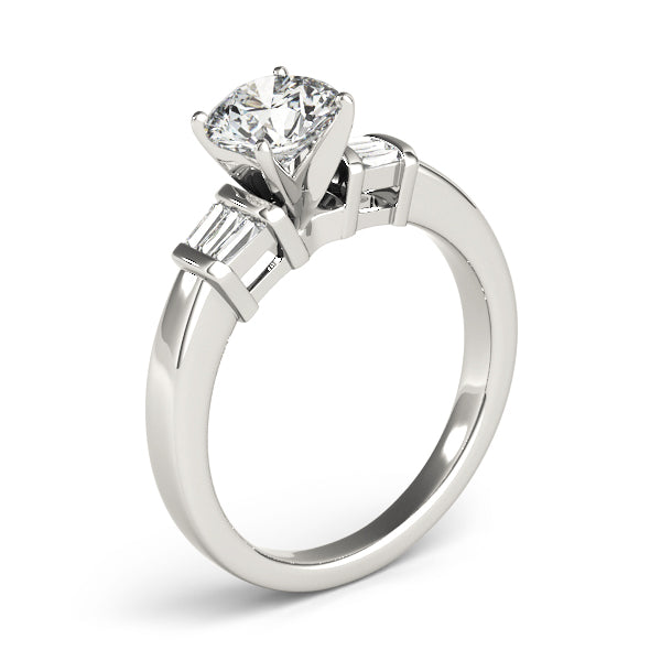 Bespoke Fancy Shape Baguette Remounts Round Diamond Engagement Ring — 9K/18K Gold & Platinum