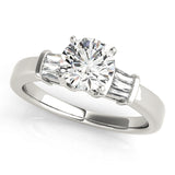 Bespoke Fancy Shape Baguette Remounts Round Diamond Engagement Ring — 9K/18K Gold & Platinum