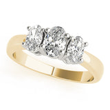 Sophisticated Three-Stone Oval Diamond Engagement Ring — 9K/18K Gold & Platinum