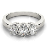 Sophisticated Three-Stone Oval Diamond Engagement Ring — 9K/18K Gold & Platinum
