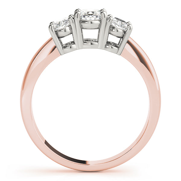 Sophisticated Three-Stone Oval Diamond Engagement Ring — 9K/18K Gold & Platinum
