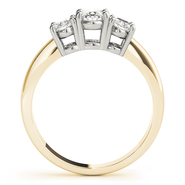 Sophisticated Three-Stone Oval Diamond Engagement Ring — 9K/18K Gold & Platinum