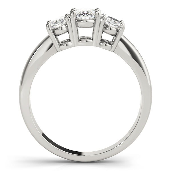 Sophisticated Three-Stone Oval Diamond Engagement Ring — 9K/18K Gold & Platinum