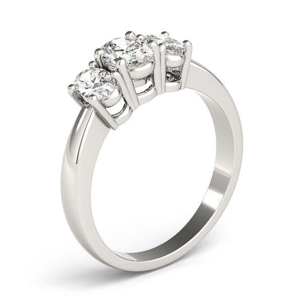 Sophisticated Three-Stone Oval Diamond Engagement Ring — 9K/18K Gold & Platinum