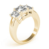 Radiant Three-Stone Emerald Diamond Engagement Ring — 9K/18K Gold & Platinum
