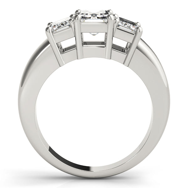 Radiant Three-Stone Emerald Diamond Engagement Ring — 9K/18K Gold & Platinum