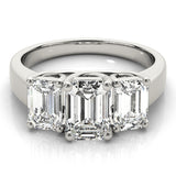 Romantic Three-Stone Emerald Diamond Engagement Ring — 9K/18K Gold & Platinum