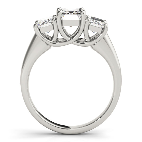 Romantic Three-Stone Emerald Diamond Engagement Ring — 9K/18K Gold & Platinum