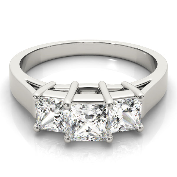 Statement Three-Stone Princess Diamond Engagement Ring — 9K/18K Gold & Platinum