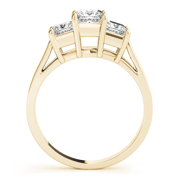 Statement Three-Stone Princess Diamond Engagement Ring — 9K/18K Gold & Platinum