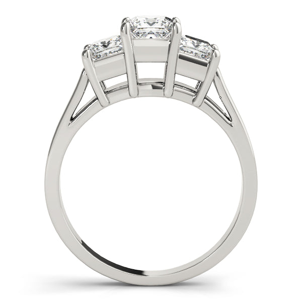 Statement Three-Stone Princess Diamond Engagement Ring — 9K/18K Gold & Platinum