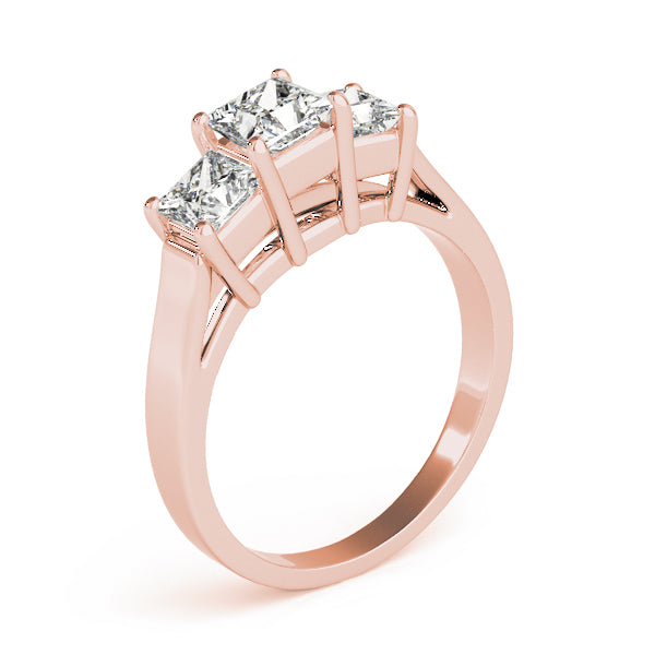 Statement Three-Stone Princess Diamond Engagement Ring — 9K/18K Gold & Platinum