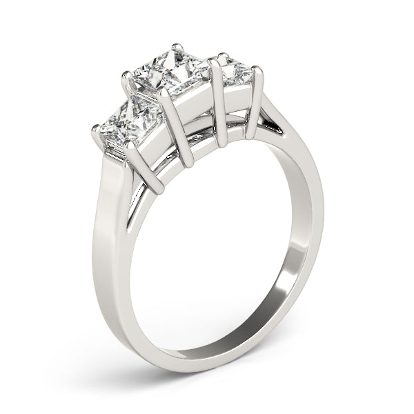 Statement Three-Stone Princess Diamond Engagement Ring — 9K/18K Gold & Platinum