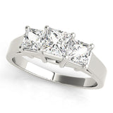 Statement Three-Stone Princess Diamond Engagement Ring — 9K/18K Gold & Platinum