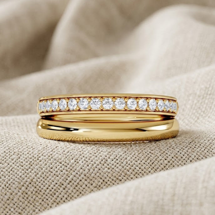 Duo Curve Stacking Lab Diamond Ring 0.26ct in 18K Gold Vermeil