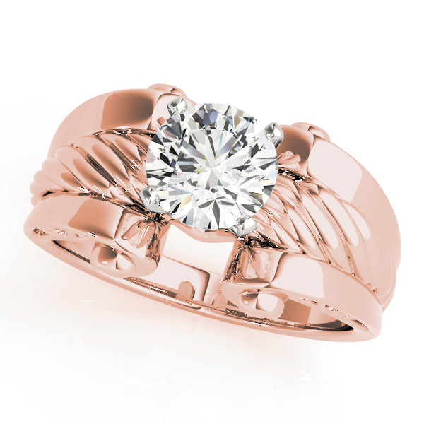 Dazzling Solitaires Any Shape Round Diamond Engagement Ring — 9K/18K Gold & Platinum