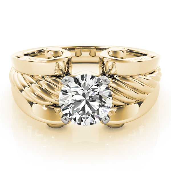 Dazzling Solitaires Any Shape Round Diamond Engagement Ring — 9K/18K Gold & Platinum