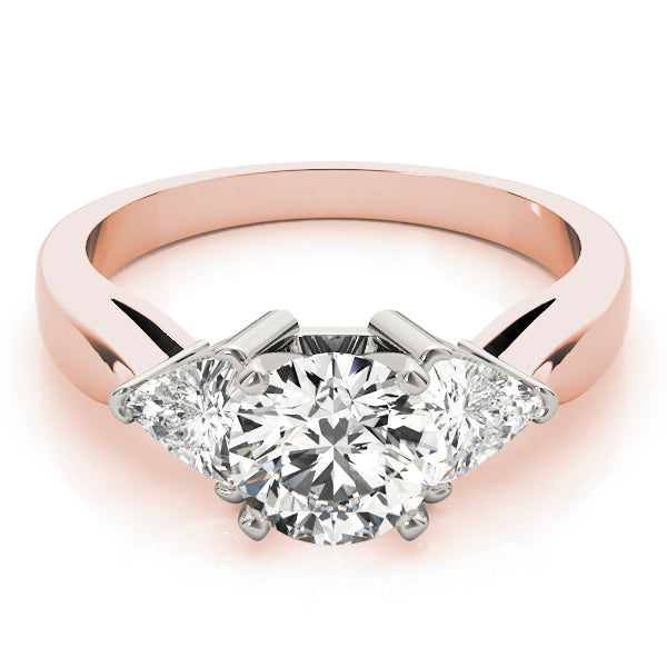 Noble Three-Stone Trillion Diamond Engagement Ring — 9K/18K Gold & Platinum