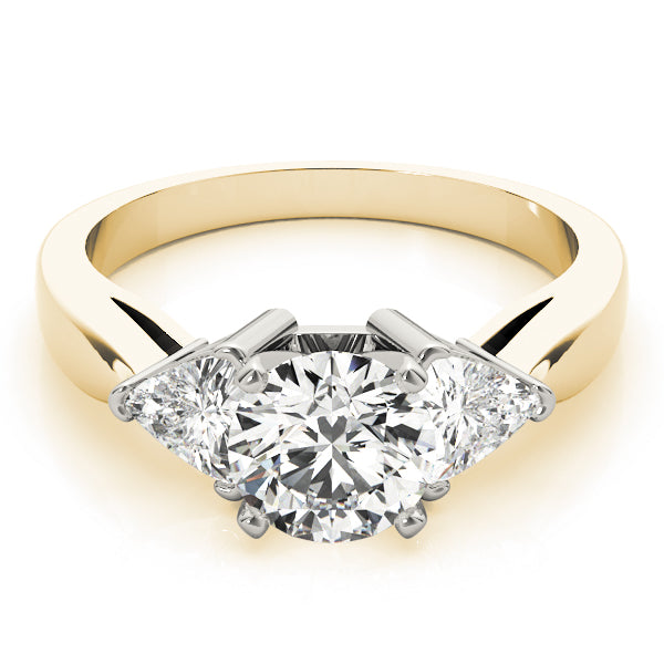 Noble Three-Stone Trillion Diamond Engagement Ring — 9K/18K Gold & Platinum