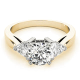 Noble Three-Stone Trillion Diamond Engagement Ring — 9K/18K Gold & Platinum