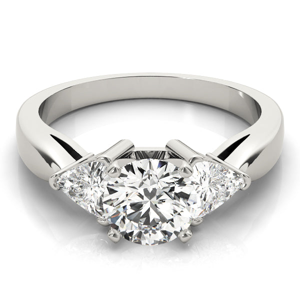 Noble Three-Stone Trillion Diamond Engagement Ring — 9K/18K Gold & Platinum