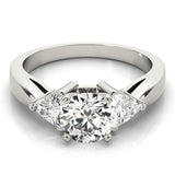 Noble Three-Stone Trillion Diamond Engagement Ring — 9K/18K Gold & Platinum