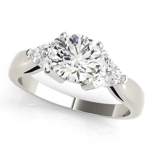 Noble Three-Stone Trillion Diamond Engagement Ring — 9K/18K Gold & Platinum