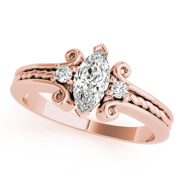 Heirloom Color Rings Marquise Diamond Engagement Ring — 9K/18K Gold & Platinum
