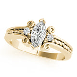 Heirloom Color Rings Marquise Diamond Engagement Ring — 9K/18K Gold & Platinum