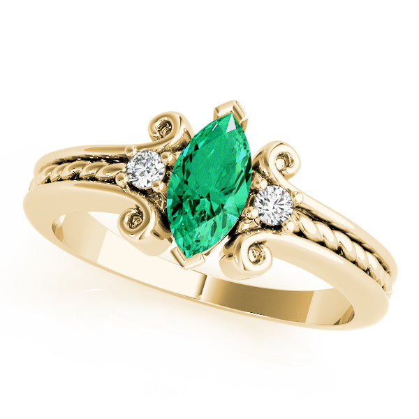 Heirloom Color Rings Marquise Diamond Engagement Ring — 9K/18K Gold & Platinum