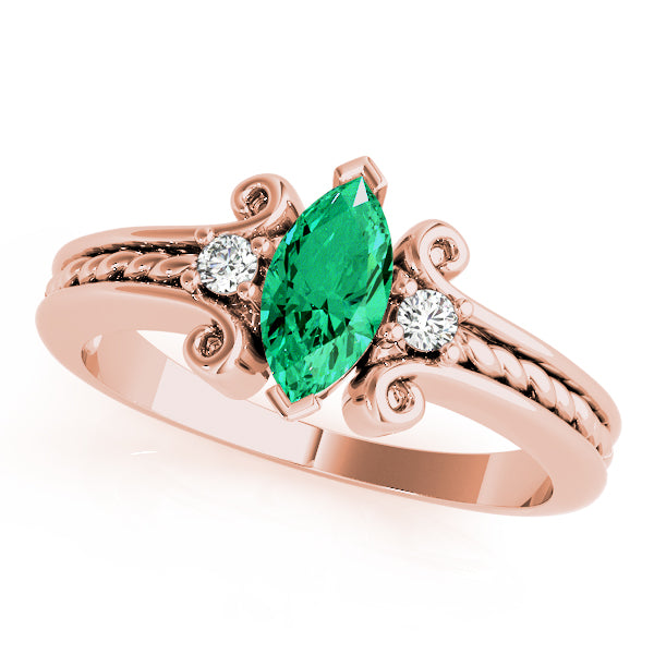 Heirloom Color Rings Marquise Diamond Engagement Ring — 9K/18K Gold & Platinum