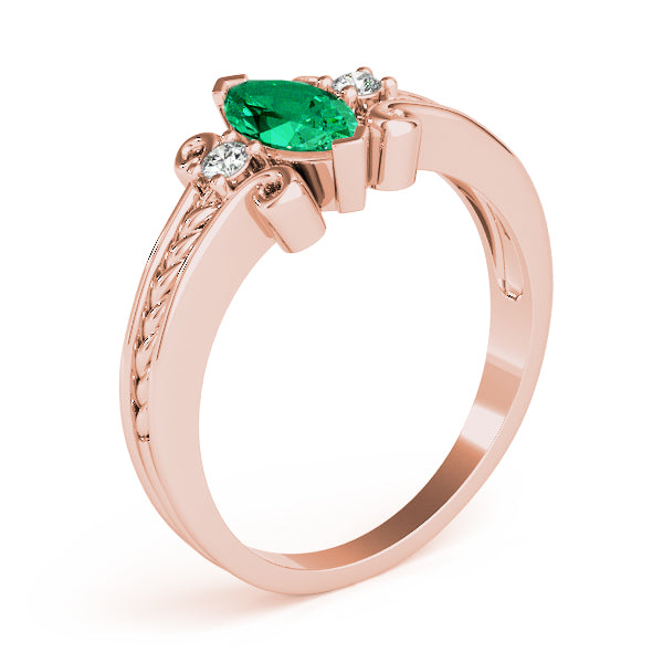Heirloom Color Rings Marquise Diamond Engagement Ring — 9K/18K Gold & Platinum