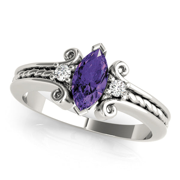 Heirloom Color Rings Marquise Diamond Engagement Ring — 9K/18K Gold & Platinum