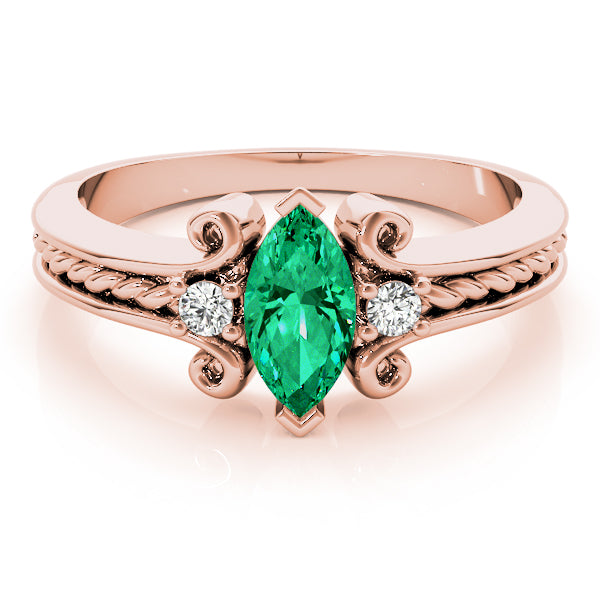 Heirloom Color Rings Marquise Diamond Engagement Ring — 9K/18K Gold & Platinum