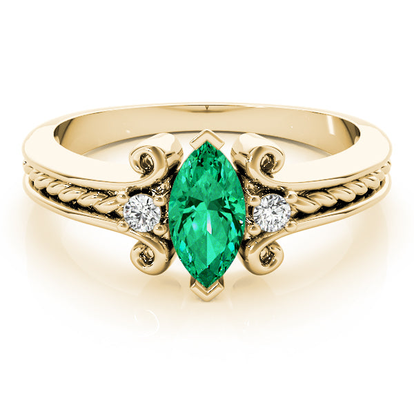 Heirloom Color Rings Marquise Diamond Engagement Ring — 9K/18K Gold & Platinum