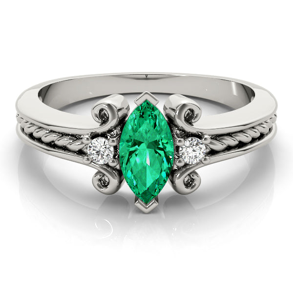 Heirloom Color Rings Marquise Diamond Engagement Ring — 9K/18K Gold & Platinum